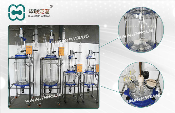 καλυμμένος αντιδραστήρας γυαλιού 10L 50L 100L σε λεπτό χημικό Biopharmaceutical/καλυμμένος αντιδραστήρας γυαλιού